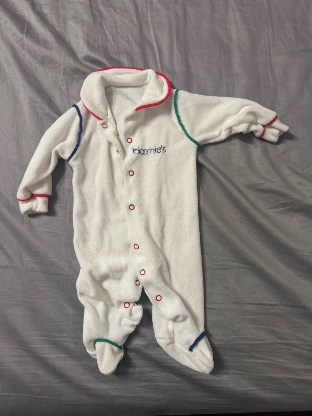 Vintage Bloomingdales Fleece Baby Onesie Pajamas